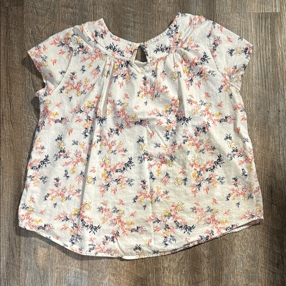 St. John's Bay Floral Blouse - Cream with Coral, Blue and Yellow floral pattern - Picture 5 of 7